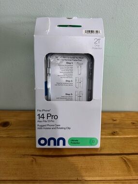onn. Rugged Phone Case for iPhone 14 Pro with Holster OPEN BOX
